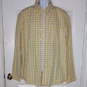 Izod Yellow and Blue Plaid Men's Shirt